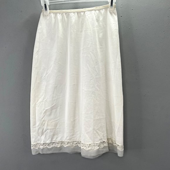 Vintage Lorraine Half Slip Ivory Beige Lace Trim Elastic Waist size S Women - Picture 1 of 6